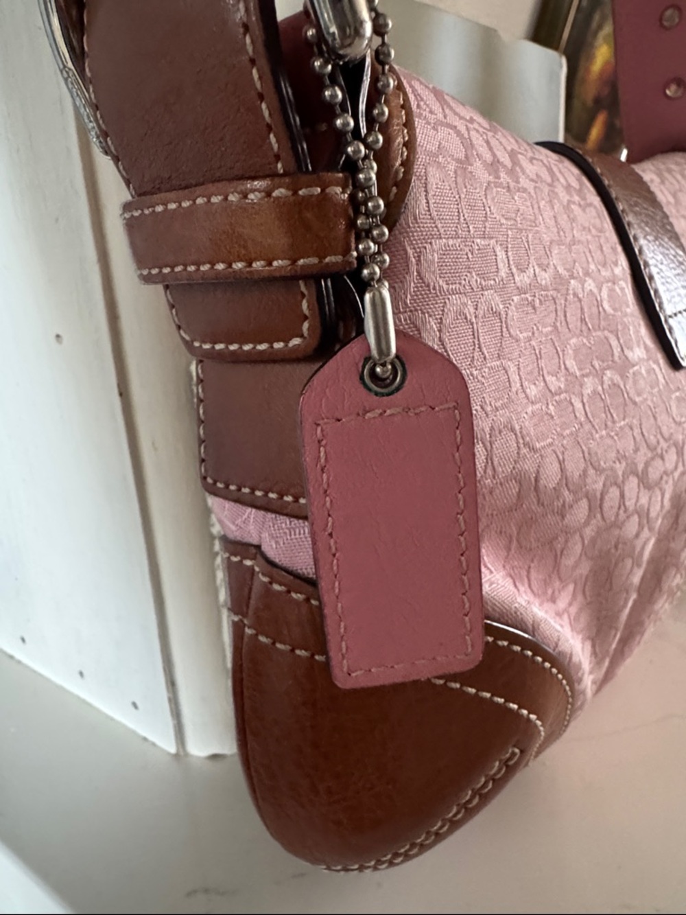 Coach Pink and Brown Signature Shoulder Bag - Picture 8 of 8